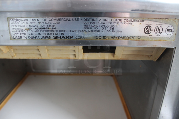 Sharp R-22FT Stainless Steel Countertop Microwave Oven. 120 Volts, 1 Phase.  - Image 3 of 3