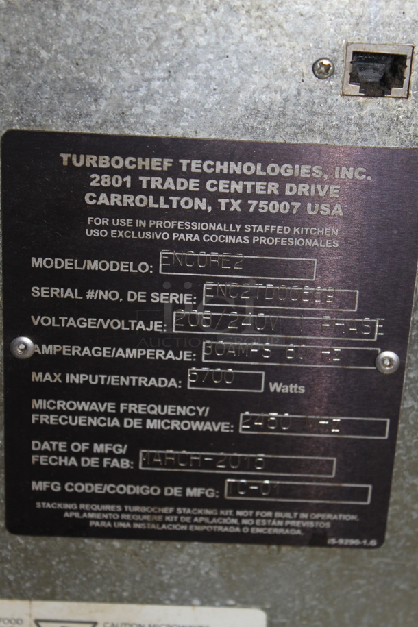 2016 Turbochef Encore2 Metal Commercial Countertop Electric Powered Rapid Cook Oven. 208/240 Volts, 1 Phase. - Image 4 of 5