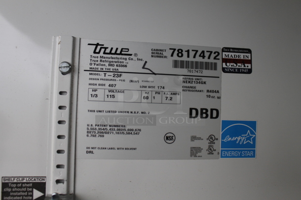 2013 True T-23F ENERGY STAR Stainless Steel Commercial Single Door Reach In Freezer w/ Poly Coated Racks on Commercial Casters. 115 Volts, 1 Phase. Tested and Powers On But Does Not Get Cold - Image 7 of 7