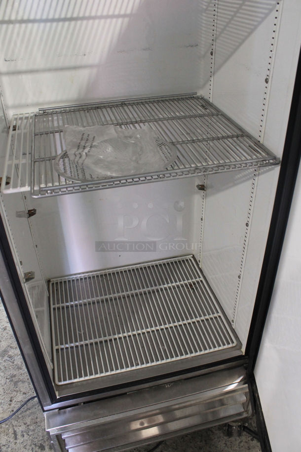 True T-19 Stainless Steel Commercial Single Door Reach In Cooler w/ Poly Coated Racks on Commercial Casters. 115 Volts, 1 Phase. Tested and Powers On But Does Not Get Cold
 - Image 3 of 5