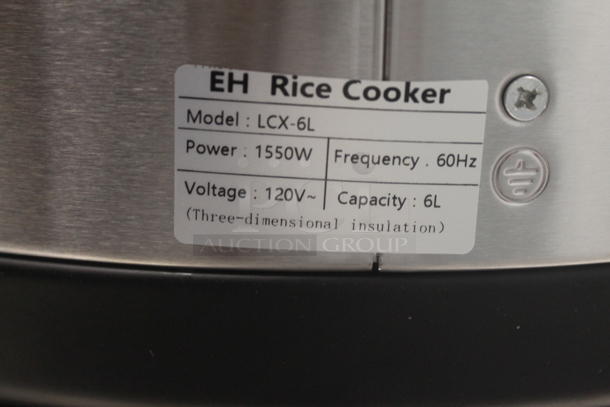 BRAND NEW SCRATCH AND DENT! EH LCX-6L Stainless Steel Commercial Countertop Rice Cooker. 120 Volts, 1 Phase. - Image 6 of 6