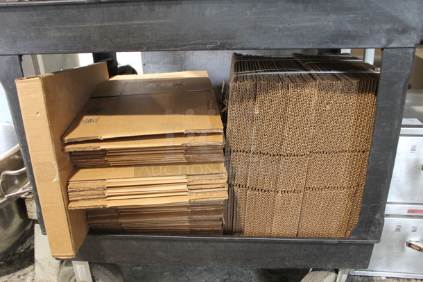 Black Poly 2 Tier Cart w/ Push Handle and Contents Including Cardboard Boxes on Casters. - Image 2 of 6