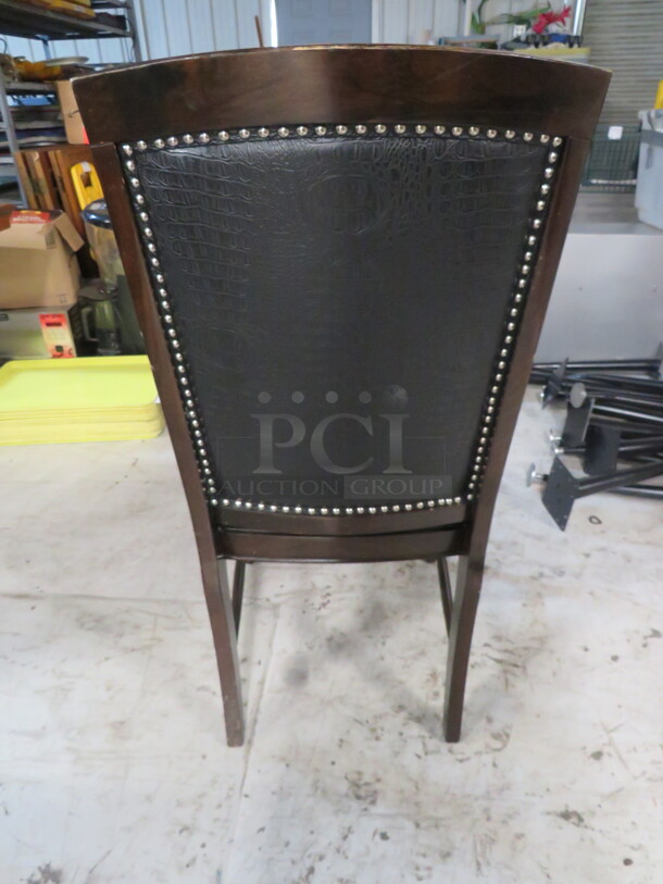 Wooden Chairs With Black Cushioned Seat And Back With Nail Head Trim. 4XBID - Image 4 of 4