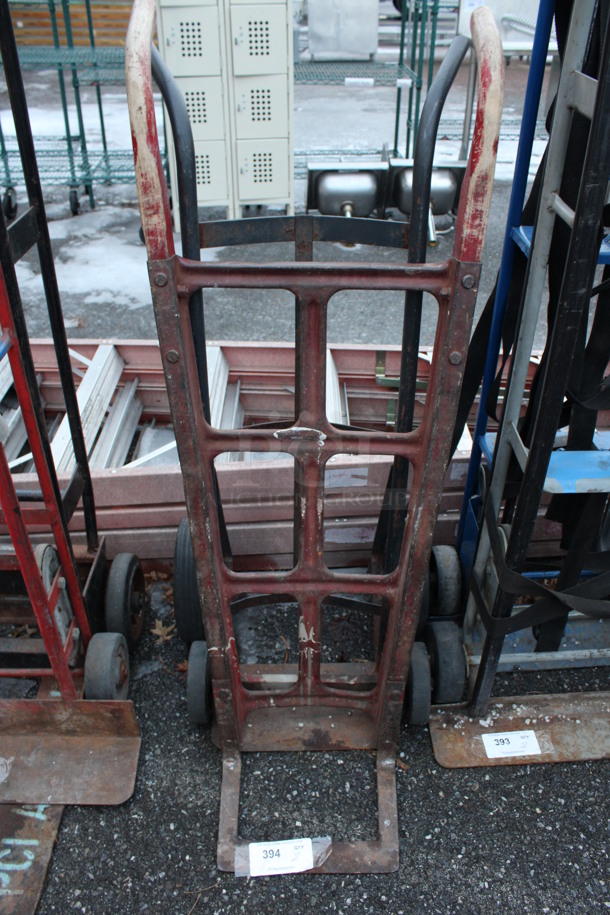 2 Metal Furniture Dollies; Red and Gray. 18x16x47, 22x18x46. 2 Times Your Bid!