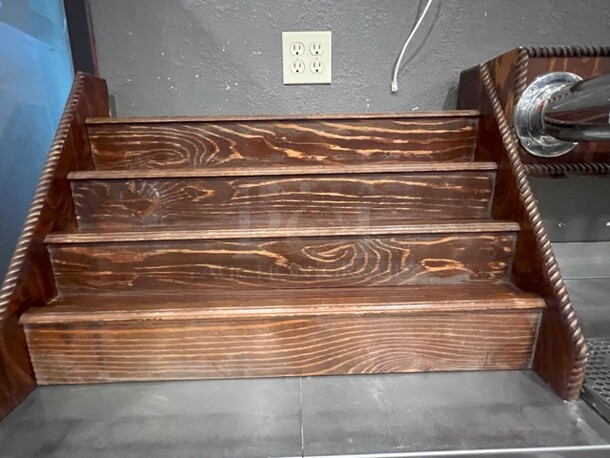 3-Piece Matching Wooden Backbar Set
 
Multi-Tier Liquor Shelf
2'9"x1.5"
Wall Mount Rail W/Stemware Holder
3'10"x9"
Double Tier Cash Register Stand/Liquor Style Rail
1'8"x1'8"

Your Bid x 3 
**LABOR FOR REMOVAL ADDITIONAL FEE, CONTACT MISSOURI DIVISION FOR LABOR QUOTE OR ADDITIONAL QUESTIONS. - Image 2 of 4