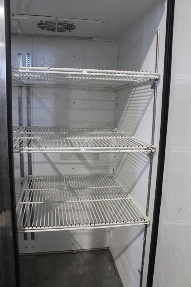 2012 True TG2R-2S ENERGY STAR Stainless Steel Commercial 2 Door Reach In Cooler w/ Poly Coated Racks on Commercial Casters. 115 Volts, 1 Phase. Tested and Working! - Image 7 of 8