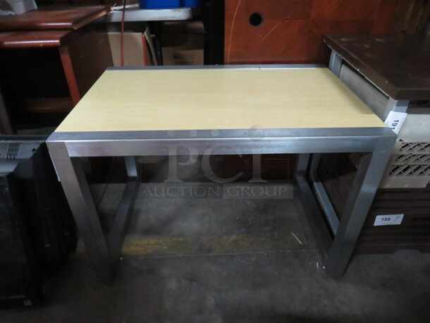 One Wooden/Metal Table. 36X24X24.5