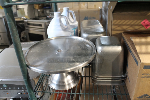 ALL ONE MONEY! Tier Lot of Various Items Including Stainless Steel Drop In Bins, Metal Cake Stand and NEW Vollrath Napkin Dispensers - Image 2 of 6