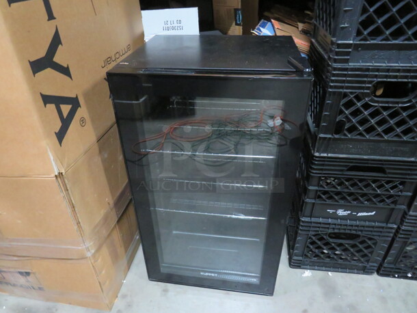 One Kuppet Glass Door Cooler With 2 Racks. Model# HG-85V4. 115 Volt. 19X17X33