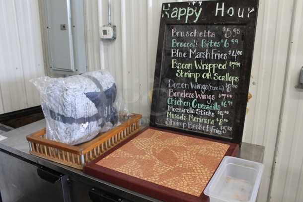 ALL ONE MONEY! Lot of Various Items Including Sign, NEW Sherpa Throw and Tabletop. - Image 1 of 6