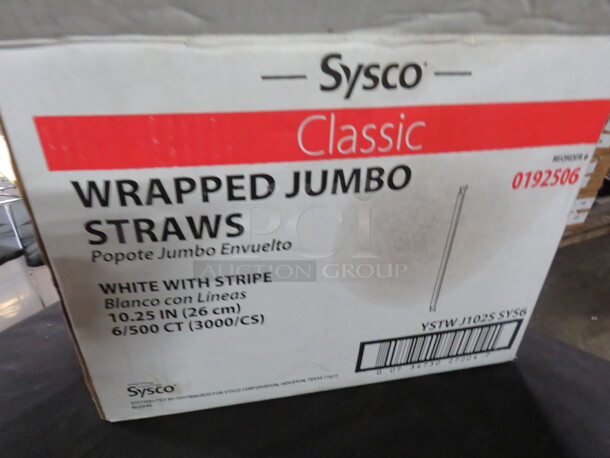 Sysco 10.25 Inch Wrapped Jumbo Straws. 500ct. 4XBID