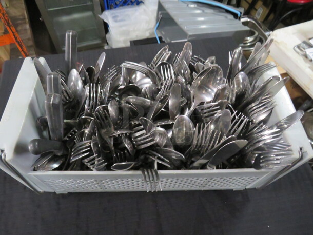 One Dishwasher Flatware Rack Full Of Assorted Flatware. - Image 2 of 2