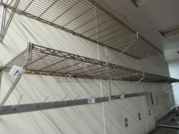 One Stainless Steel Wall Mount Shelf System. 192X18. BUYER MUST REMOVE