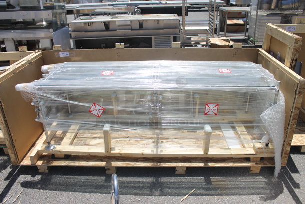 BRAND NEW IN CRATE! Metal and Glass Sneeze Guard. - Image 1 of 4