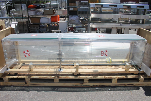 BRAND NEW IN CRATE! Metal and Glass Sneeze Guard. - Image 1 of 5