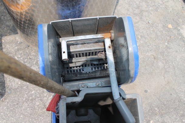 Ecolab Blue Poly Mop Bucket w/ Mop and Wringing  Attachment on Casters. - Image 3 of 3