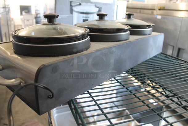 Sensio YDE902A Metal Countertop 3 Well Slow Cooker w/ Drop Ins and Lids. 120 Volts, 1 Phase. Tested and Working! - Image 9 of 11