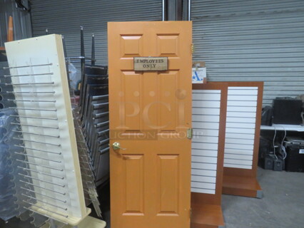 One Interior Door With Handle Hinges And Employees Only Sign.  30X80