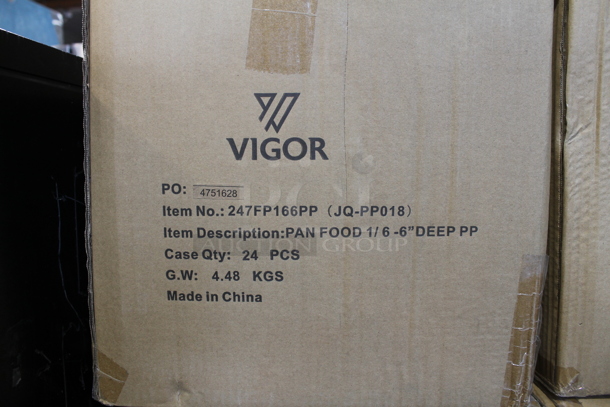 9 Boxes of 24 BRAND NEW IN BOX! Vigor 247FP166PP 1/6 Size 6" Deep Translucent Polypropylene Food Pan. 9 Times Your Bid! - Image 4 of 6