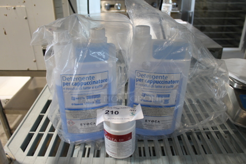 ALL ONE MONEY! Lot of 2 BRAND NEW Detergent Jugs and 1 Cafiza Bottle