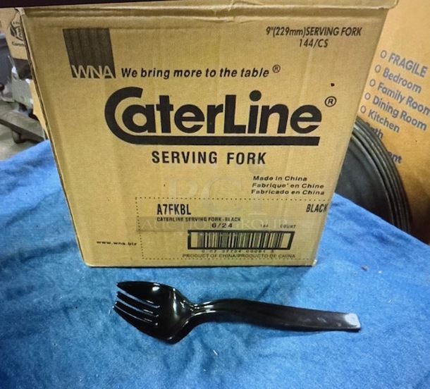 One Case Of 144 Caterline Black Serving Fork. 