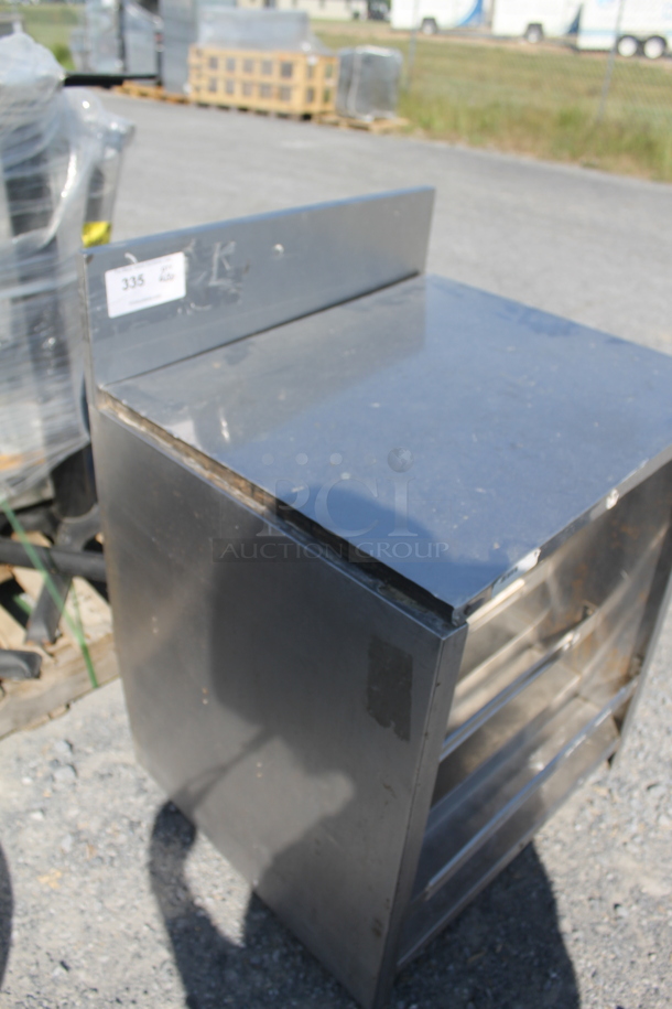 Stainless Steel Table w/ Back Splash and Lower Bottle Rack. - Image 5 of 9