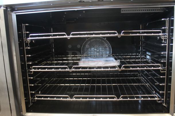 BRAND NEW SCRATCH AND DENT! CPG 351FEC100E Cooking Performance Group Commercial Stainless Steel Electric Convection Oven With Steel Racks. Missing 1 Leg. 220-240V, 3 Phase.  - Image 5 of 9