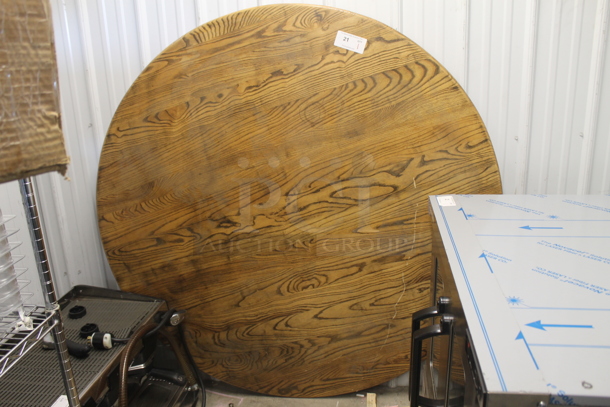 Large Round Wood Style Table Top. - Image 1 of 3