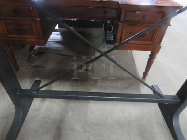 One Wooden Table Top On A Bar Height Black Industrial Base. 72X34X42 - Image 2 of 4