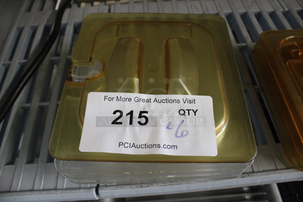 ALL ONE MONEY! Lot of 6 Amber Colored and Clear Poly 1/6 Size Drop In Bin Lids!