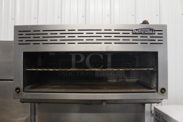 Therma-Tek TMD36-2-24RB-1N Commercial Stainless Steel Natural Gas Oven With 2 Burners And Charbroiler On Commercial Casters.  - Image 2 of 8