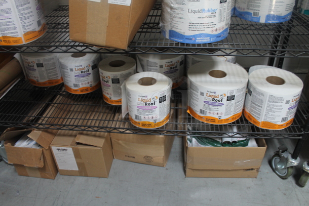 Black 4 Tier Wire Shelving Unit w/ Contents Including Labels on Commercial Casters. BUYER MUST REMOVE. - Image 6 of 7