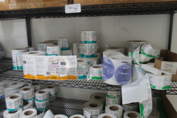 Black 4 Tier Wire Shelving Unit w/ Contents Including Labels on Commercial Casters. BUYER MUST REMOVE. - Image 6 of 8