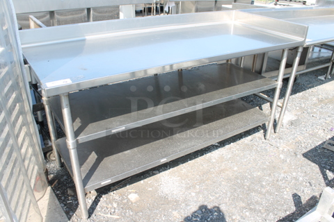 Stainless Steel Commercial Table w/ Back Splash and 2 Under Shelves.