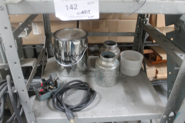 Gray Metal Shelving Unit w/ Contents Including Cans on Commercial Casters. BUYER MUST REMOVE. - Image 3 of 5