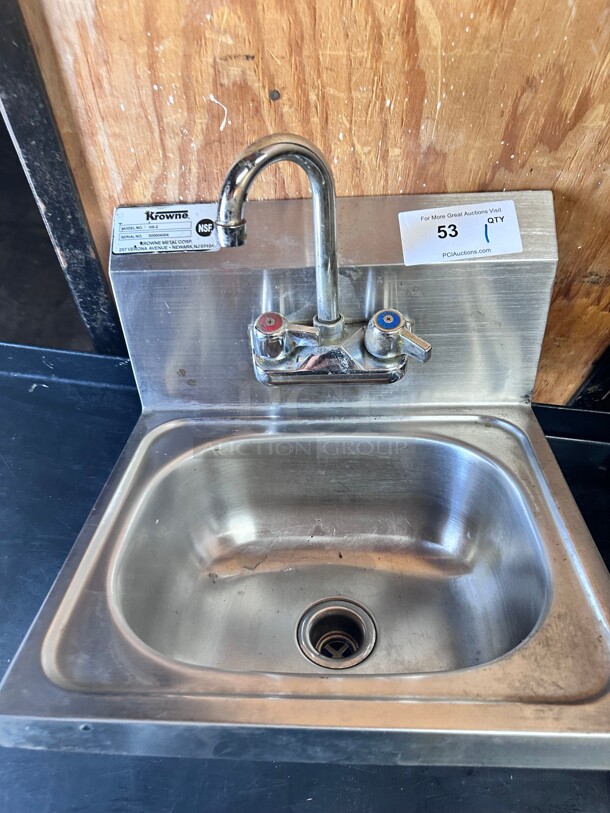 Clean! Krowne HS-2 Wall Mount Commercial Hand Sink w/ 12 1/2L x 9 3/4W x 5 7/8D Bowl, Low Lead MSF  - Image 3 of 5
