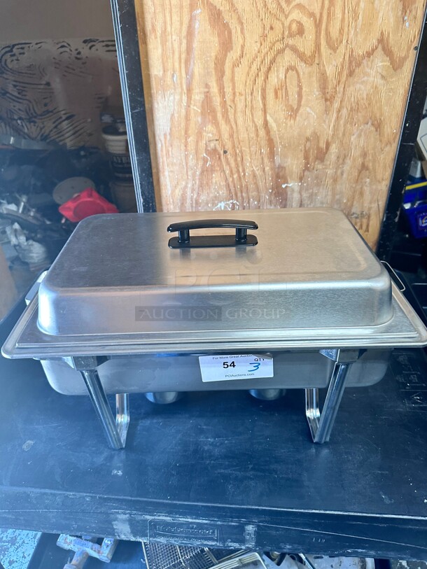 Clean! Choice Economy 8 Qt. Full Size Stainless Steel Chafer with Folding Frame NSF  - Image 2 of 4