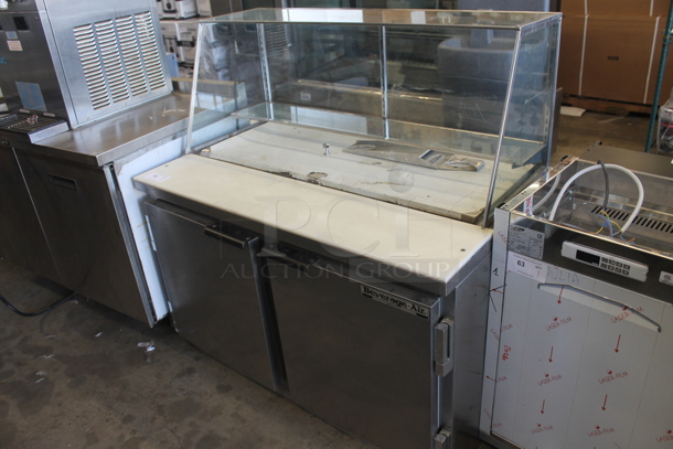 Beverage-Air SP48-12 Commercial Stainless Steel Sandwich/Salad Prep Table With Refrigerated Base And Sneeze Guards. 115V, 1 Phase. Tested and Powers On But Does Not Get Cold