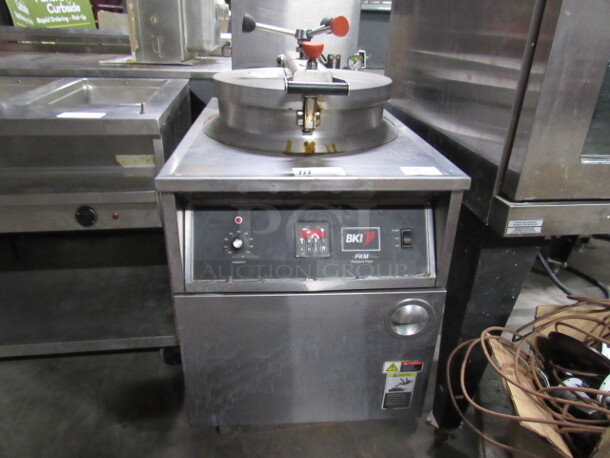 One BKI 75 lb Electric Pressure Fryer. Model# FKM-F. 230 Volt. 3 Phase. 24X39X50. $17,497.00