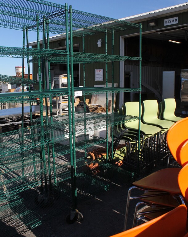 Green Finish 6 Tier Wire Shelving Unit on Commercial Casters. BUYER MUST DISMANTLE. PCI CANNOT DISMANTLE FOR SHIPPING. PLEASE CONSIDER FREIGHT CHARGES. - Image 1 of 2