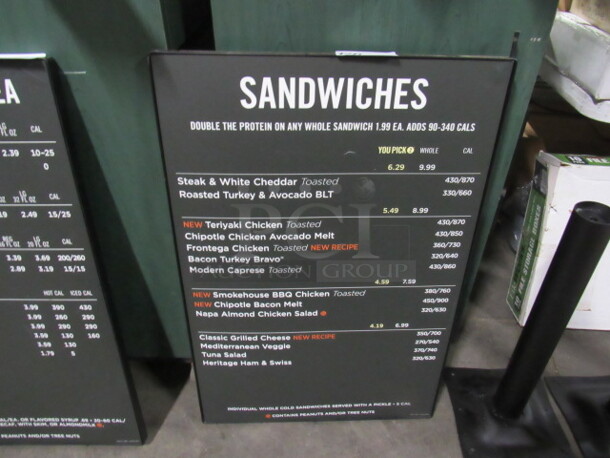 One Heavy Duty Black Metal Menu Board. 24X36