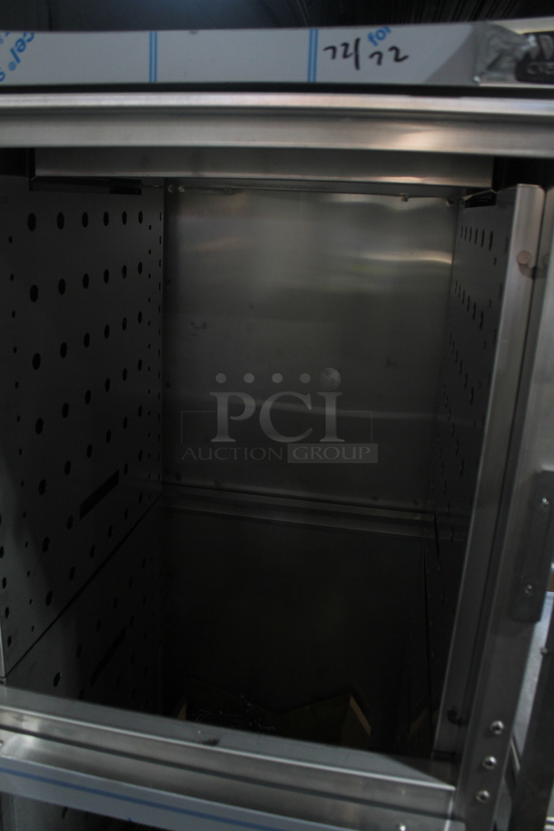 BRAND NEW SCRATCH AND DENT! 2023 Winston HOV5-14UV Stainless Steel Commercial Electric Powered Full Height Insulated 2 Half Size Door Mobile Heated Cabinet. 120 Volts, 1 Phase. Tested and Working! - Image 6 of 8