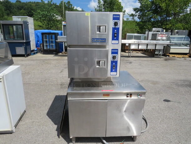 One Cleveland 2 Door Convection Steamer On Stand. 35.5X33.5X62.5 - Image 2 of 3