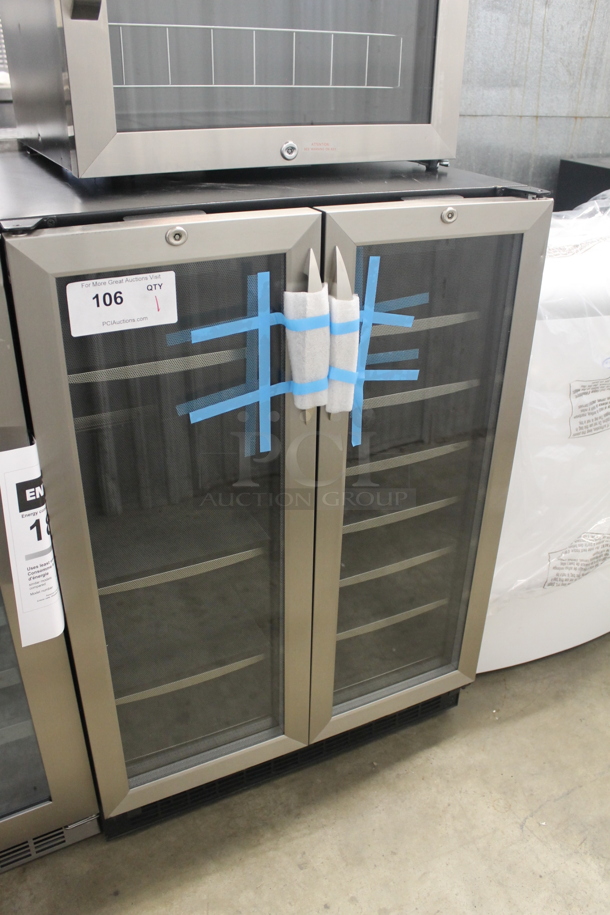 BRAND NEW SCRATCH AND DENT! Danby DBC2760BLS-1 Commercial Black Two-Door Beverage Center With Glass Door Trimmed In Stainless Steel And Steel Shelves. Tested And Working!