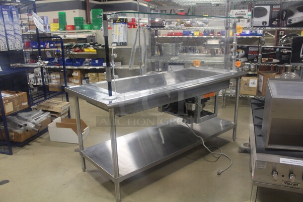 NEW! Eagle Group Custom Stainless Steel Cold Well With Clear Plastic Backsplash And Overshelf. 72x30x57.5. 120V/60Hz.  - Image 3 of 7
