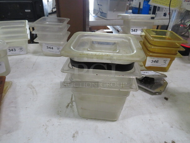 1/6 Size 6 Inch Deep Food Storage Container With Lid. 3XBID
