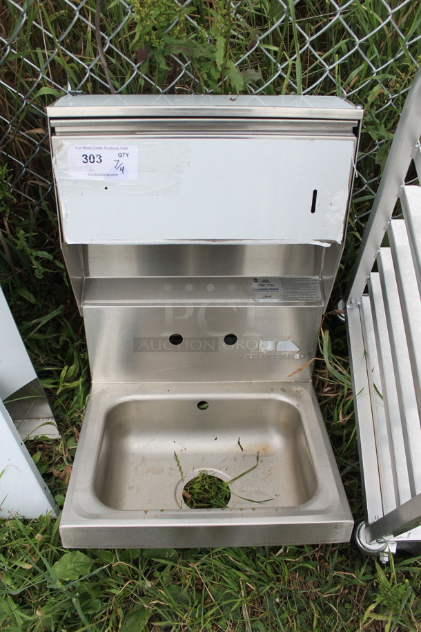 BRAND NEW SCRATCH AND DENT! Advance Tabco Stainless Steel Commercial Single Bay Wall Mount Sink w/ Cabinet. - Image 2 of 9