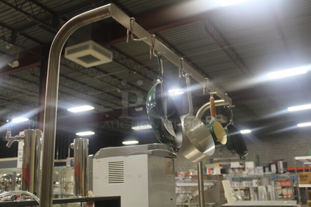 NEW! Universal Stainless Custom Commercial Stainless Steel Work Table With Backsplash, Undershelf And Pot Rack. 60x30x81. Pots Not Included.  - Image 3 of 4