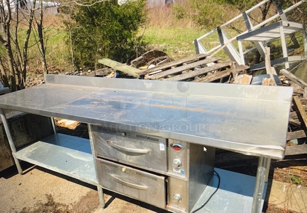 One Stainless Steel Table With Under Shelf. 96X31X38. TABLE ONLY! - Image 1 of 1