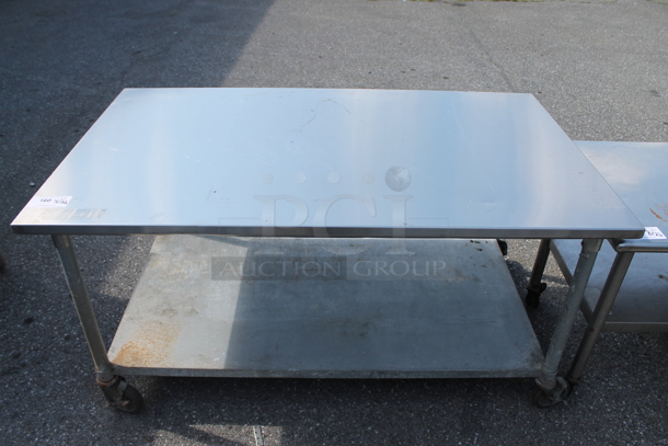 Stainless Steel Commercial Table w/ Under Shelf on Commercial Casters. - Image 1 of 2